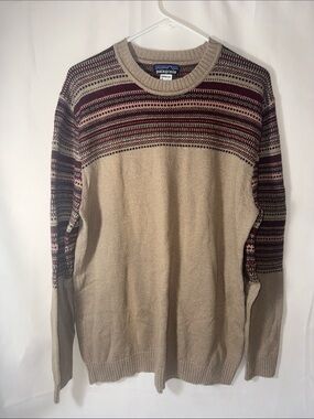 Patagonia Men’s Large Lambswool Fair Isle Nordic Crewneck Sweater Wool Blend